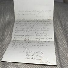 Antique 1877 Letter from Worcester Court Courthouse Deputy Sheriff - 5 Cent Fine picture