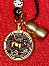 Pure Brass Horse Zodiac Animal Key Chain Pendant Rope Keychain Hanging Jewelry picture