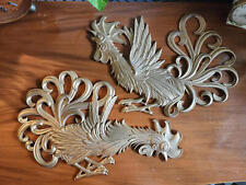 Vintage Sexton Gold Cast Metal Roosters picture
