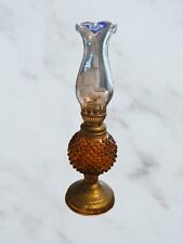 Vintage Brown Round with Textures, Bubble Pattern, mini oil lamp, 9.5