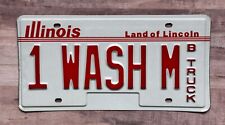 Illinois 1998 Truck License Plate # 1 WASH M vanity I Wash Em car wash sign picture