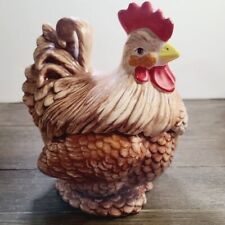 Vintage Handmade Rooster Chicken Cookie Jar Ceramic Clay Hand painted picture