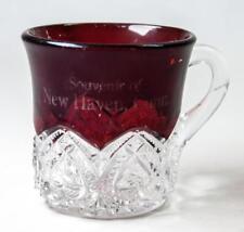 Heisey Glass Ruby Red Flash Souvenir Cup New Haven Conn picture