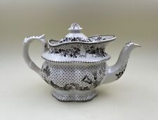 Early English Staffordshire Brown Transferware Floral Teapot picture