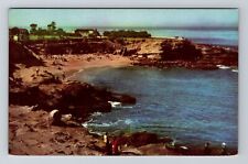 La Jolla CA-California, Rocky Coastline, Antique Vintage Souvenir Postcard picture