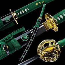 Green Sakura Katana High Carbon Steel Japanese Samurai Sharp Battle Ready Sword picture