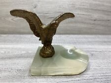 Bronze Eagle On Onyx Table Ashtray Vintage Man Cave picture