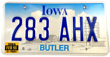 Iowa 1998 License Plate 283 AHX Auto Butler Co Man Cave Wall Decor Collector picture