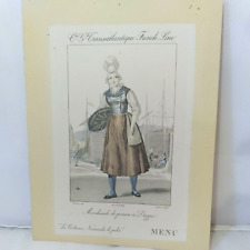 French Line Transatlantique Menu Ile de France 1936 1930s Fish Seller Woman picture