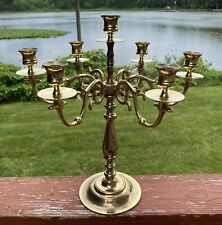 Vintage Baldwin Forged In America Solid Brass 7 Candle 6-arm Candelabra 16” LN picture
