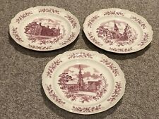 3 Red Wedgwood Historic Boston Series 10”Plate Old North Church Harvard Park St picture