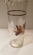 Vtg Glass Cocktail Martini Pitcher Carafe Beaker Pheasant Mid Century Game Birds picture