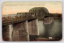 c1907 Louisville & Nashville Railroad Bridge Ohio River Cincinnati OH Postcard picture