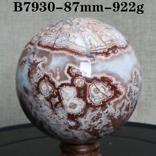 B7930-87mm-922g Natural Polished Mexico Banded Agate Crystal Sphere Ball Healing picture