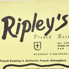 1950s Ripley's Restaurant Menu 846 Jackson Street Stockton San Francisco #2 picture
