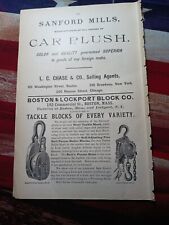 1889 Print Ad With Picture BOSTON & LOCKPORT BLOCK COMPANY Tackle Blocks picture