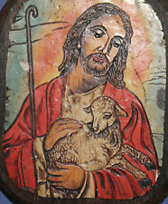 Small Orthodox Hand Made Relief Icon Jesus Christ The Good Shepherd picture