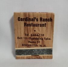 Vintage Cardinal's Ranch Restaurant Motel Matchbook Rochester NH Advertising picture