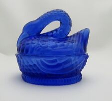 Vintage Hsinchu / AA IMPORTS Cobalt Blue Swan On A Nest Covered Dish  picture