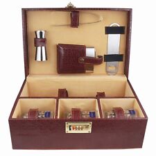 Portable Handy Leatherette finish Picnic/Travel Bar Set ( Brown ) with Glasses picture