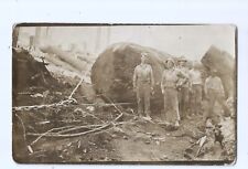 Group of Loggers MEN with HUGE fallen LOG RPPC photo postcard picture
