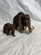 SCHLEICH 2002 WOOLY MAMMOTH & BABY 2004 FIGURINE PREHISTORIC RARE picture