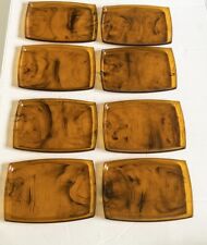 Vintage MCM Lucite Faux Tortoise Shell Canape Snack Trays Set of 8 Mod Retro picture