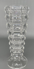 Unmarked vintage clear ridged 6 sided polygon H. 8.5