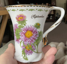 N.D Exclusive Elegant September Birthday Tea Cup Floral Design/Gold Trim picture