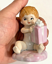 Vintage Porcelain Ceramic Baby Girl with Birthday Present Gift picture