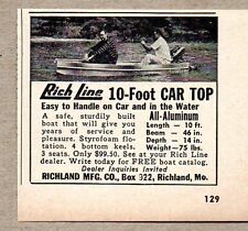 1958 Print Ad Rich Line 10-Foot Car Top Boats Made in Richland,MO picture