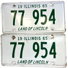 Illinois 1965 Vintage License Plate Set Classic Car  77 954  Man Cave Wall Decor picture