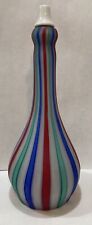 Vintage Antique Swirl Stripe Opalescent Multi Color Glass Barber Bottle 7” Tall picture