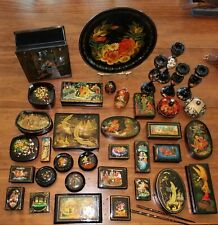 LARGE LOT OF LAQURED RUSSIAN BOXES, ETC. picture