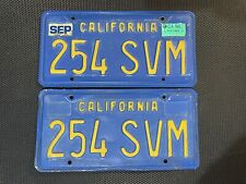 CALIFORNIA PAIR OF LICENSE PLATES BLUE 254 SVM SEPTEMBER 1996 LICENSE PLATE TAG picture