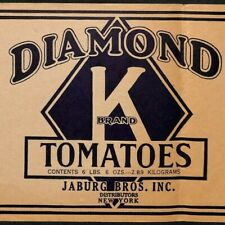 Scarce Diamond K Brand Tomatoes Jaburg Bros. Inc, NY Paper Label c1910's-20's picture