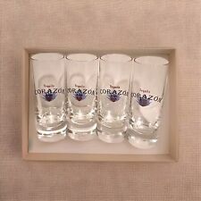 4-2oz Corazon Tequila de Agave Shot Glasses Clear Red & Blue New picture