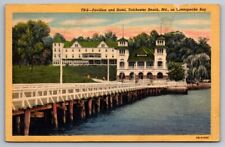 TOLCHESTER BEACH MD MARYLAND Postcard Chesapeake Bay Pavilion and Hotel Linen picture