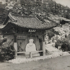 White Buddha Seoul Korea RPPC Postcard 1950s  Vintage Korean Photo Street E479 picture