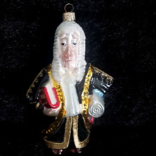 KURT ADLER THE BARRISTER BRITISH JUDGE / WIG POLONAISE GLASS CHRISTMAS ORNAMENT picture