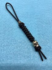 275 Paracord Knife Lanyard Black With Brass Skull Bead picture