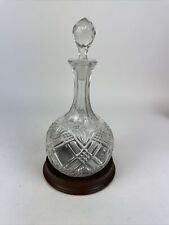 VINTAGE CRYSTAL MOLD BLOWN WINE OR LIQUOR DECANTER BOTTLE WITH STOPPER 11'' picture