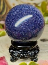 Beautiful Sparkling Blue Sandstone Crystal Sphere 47mm 148g & Holder  picture