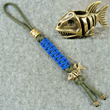 Handmade Paracord Knife Lanyard With Brass Fish Shape Bead / Keychains Pendant picture