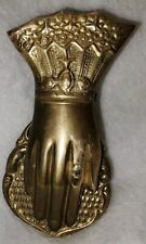 Vintage Antique Hand Form w/ Ring Decorated Brass  Desk / Wall Paper Clip Card  picture