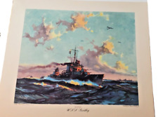 Vintage WWII USS GRINDLEY DESTROYER US Military Ship Lithograph Print G. Grant picture