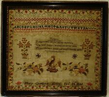 EARLY/MID 19TH CENTURY MOTIF & VERSE SAMPLER BY MARY CAMPBELL HOLMES - 1840 picture