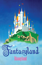 Disneyland Fantasyland Sleeping Beauty Castle 1966 Retro Vintage Poster Print picture