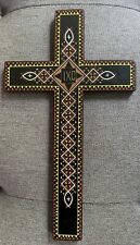 Large Egyptian Inlaid Handmade Wooden Cross Christian Catholic 11.5