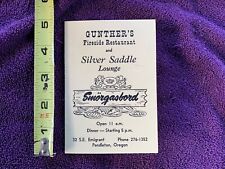 Vintage Gunther’s Restaurant and Silver Saddle Lounge Menu Pendleton, OR picture
